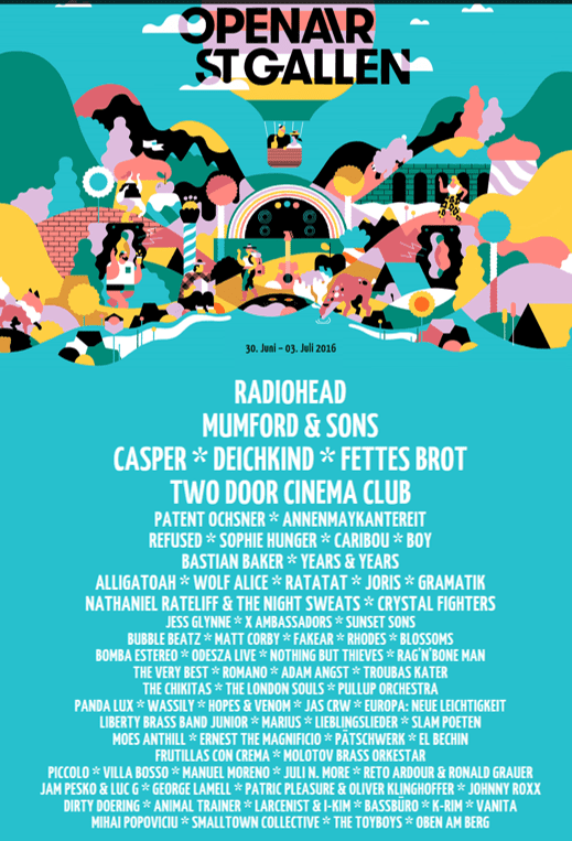 Plakat OASG 2016 Open Air St. Gallen DJ Piccolo